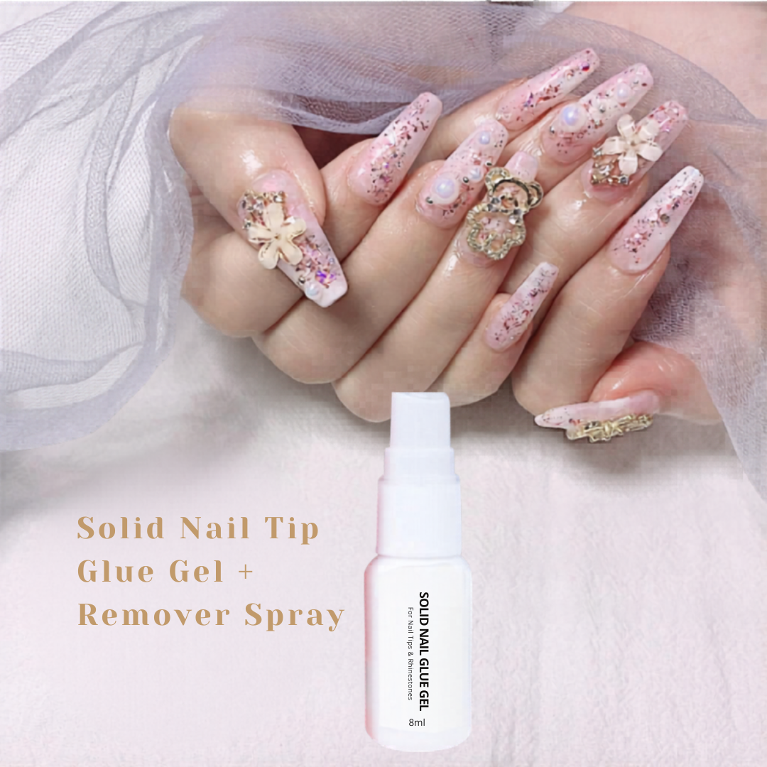 Solid Nail Tip Glue + Remover Spray Set (2pcs)